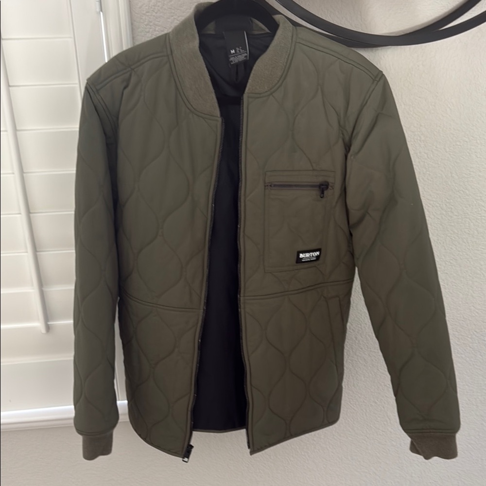 Burton Green Puffer Jacket with Minimalist Design